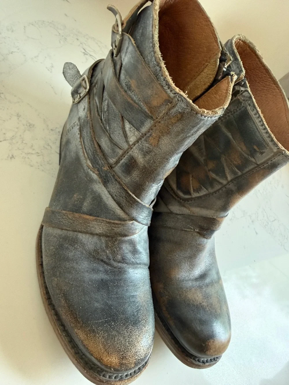 Freebird by Steven Sammi Ankle Booties Womens Size 7 Color Brown Distressed